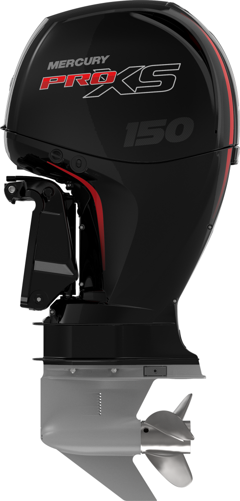 Mercury Pro XS buitenboordmotor zwart met rode accenten voor motorboot onderhoud en reparatie