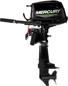 Mercury buitenboordmotor zwart met propeller en stuurarm voor bootonderhoud en reparatie